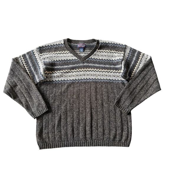 Vintage Roundtree & Yorke Cardigan Sweater Mens M Gray Sweatshirt Knit Holiday - Picture 1 of 8